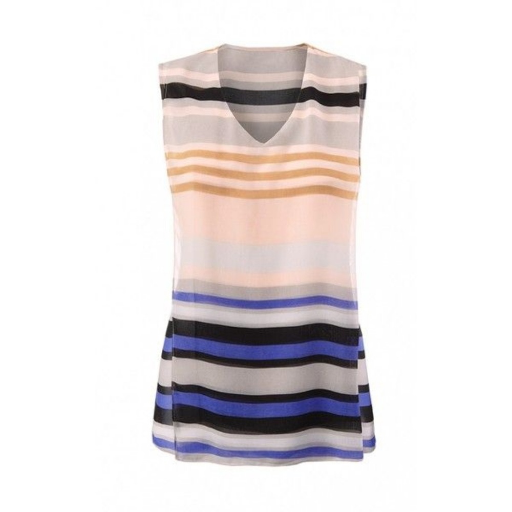 CAbi | Striped V Neck Sleeveless Blouse Tank Top